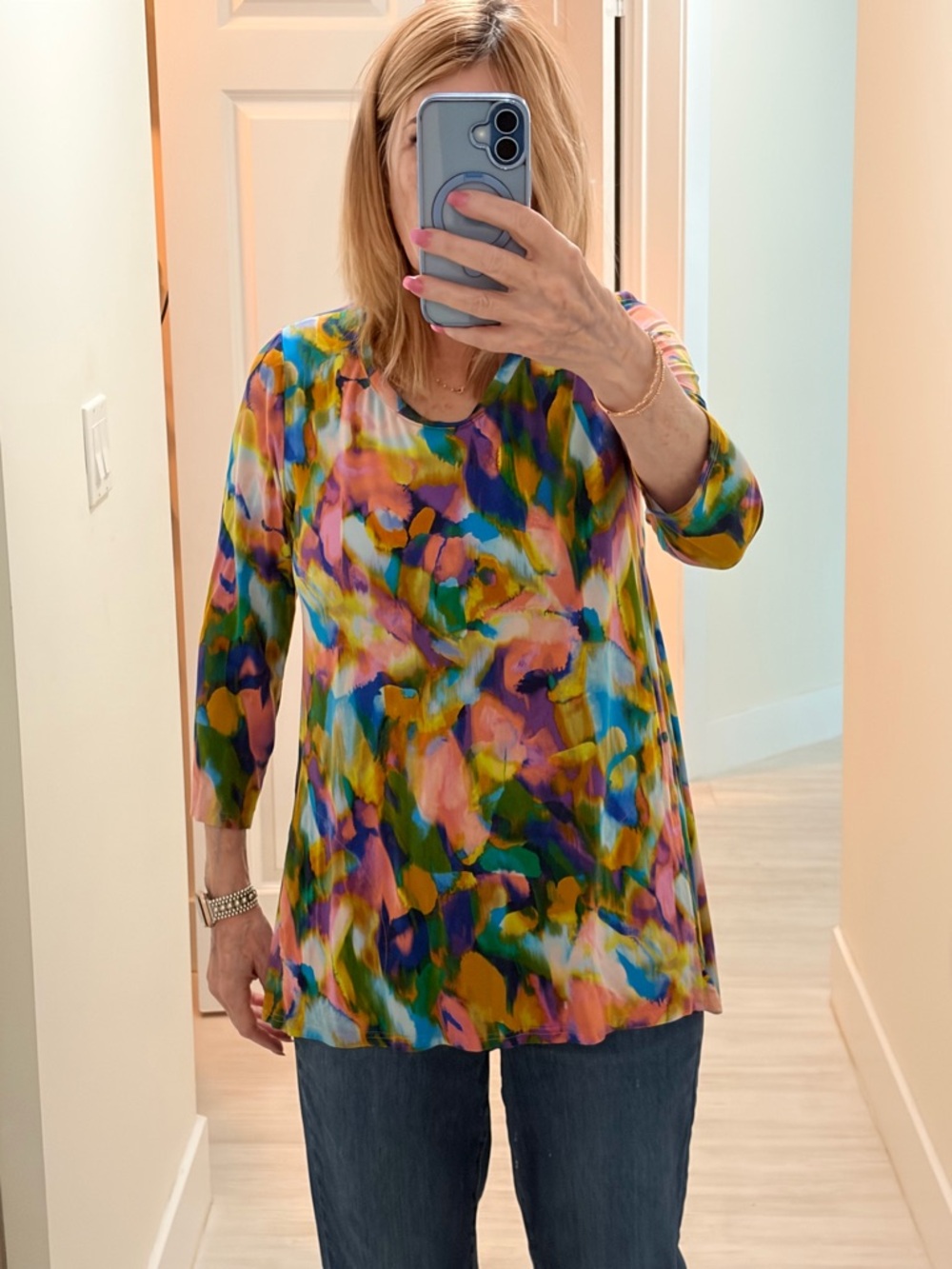 Logo Multicolor Abstract Print Women’s Tunic Top